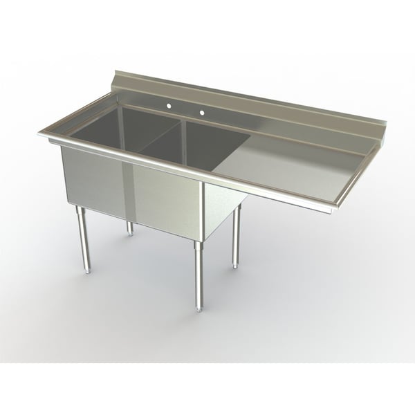 Economy NSF Two Comp Sink W/ 18" Rh Drainboard.